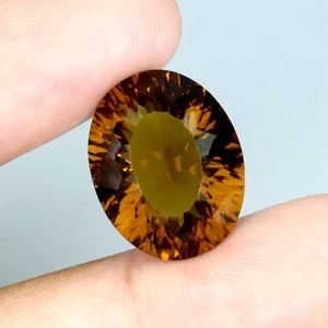 Oval Konkavschliff Naturspitze Honigquarz Brasilien 8,05ct 15x12mm Edelstein Vollfeuer - Bild 1 von 13
