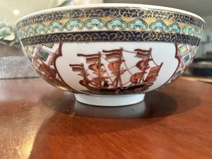 Gold Imari 10" Durchmesser Schale Handschale handbemalt Japan 4"H Vintage - Bild 1 von 9