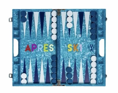 NUEVO Maison Games Après Ski Backgammon Set | LUJO Acrílico Azul Mármol | Nuevo en caja Foto 1 de 4