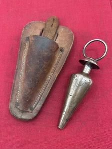 Bob de plomada de latón vintage LIETZ 18 oz con estuche de cuero - Imagen 1 de 6