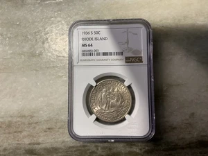 1936-S Rhode Island Silver Commemorative Half Dollar MS64 - Picture 1 of 2
