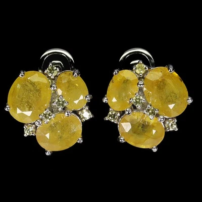 Pendientes de plata de ley 925 zafiro amarillo ovalado 9x7 mm piedras preciosas de zafiro Foto 1 de 4