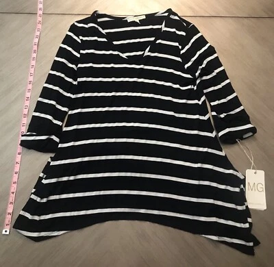 Женский топ Maria Gabrielle черный с белыми полосками (PS) - Изображение 1 из 4