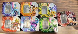 Pokemon TCG Tins Set of 7 Empty - Picture 1 of 15