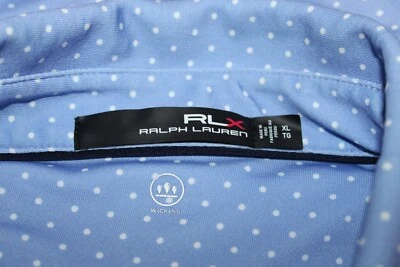 POLO RALPH LAUREN RLX Men's Shirt Size XL Blue & White Dots Wicking Slit EUC VTG - Изображение 1 из 4