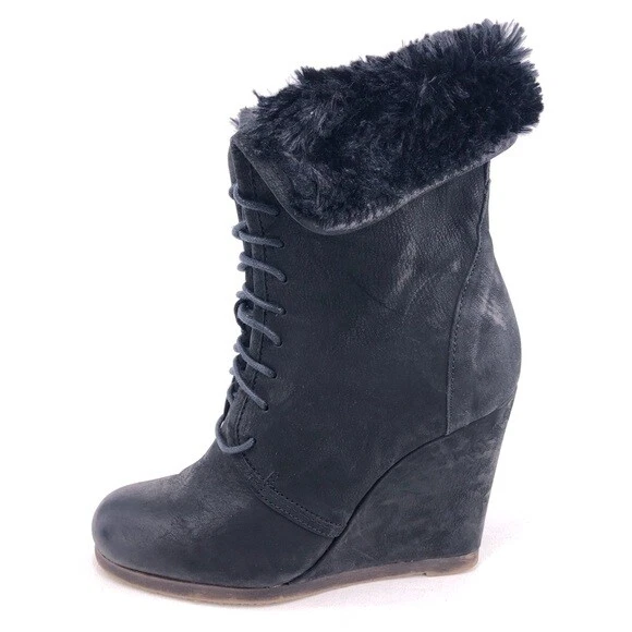 Boutique 9 Distance Ankle Booties Womens Size 7.5M Black Leather Covered Wedge - Image 1 of 4