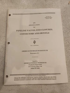 API SPECIFICATION FOR PIPELINE VALVES, END CLOSURES, CONNECTORS AND SWIVELS- OIL - Imagen 1 de 5