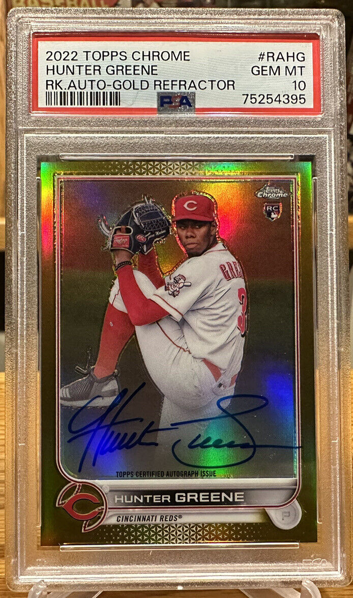 2022 Topps Chrome Hunter Greene RA-HG Gold Refractor /50 Auto RC PSA 10 — POP 1!