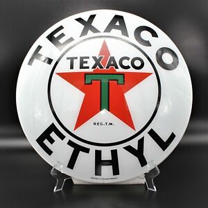 TEXACO ETHYL 15" Gas Pump Globe Face/ Lens - HEAVY STRENGTH GLASS! MADE IN USA!!