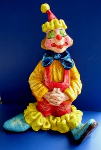 VINTAGE PAPER MACHE CIRCUS CLOWN Signed ALVAREZ MEXICO 17”TALL DISPLAY PROP !! - Picture 1 of 19