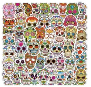 Skull Stickers Sugar Dia De Los Muertos Decals Horror Dead Mexico Pack Lot 50 pc - Picture 1 of 13