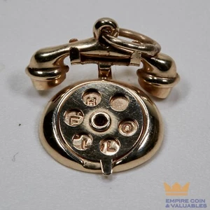Vintage 14k Yellow Gold Rotary Phone w/rotating letters Charm See Details *S - Picture 1 of 4
