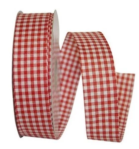 5 yds COUNTRY GINGHAM CHECK WIRE EDGE RIBBON 1 1/2" w (your choice of 8 colors) - Picture 1 of 11