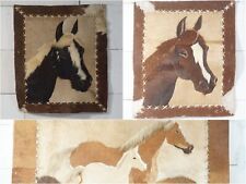 True Vintage 3er Convolute Original Pony Skins Leather Ponybilder Wall Hanging
