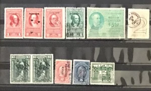 11 EARLY REVENUE STAMPS - DOCUMENTARY, AUTO ('29 HUDSON), WINE, STOCK - Picture 1 of 1