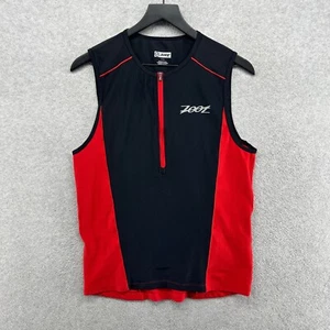 Zoot Cycling Jersey Mens Size Medium Black Red Sleeveless 1/4 Zip Triathlon - Picture 1 of 10
