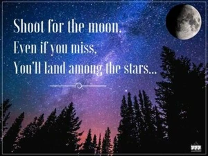 Shoot for the Moon Poster Wall Decor Inspirational Quote Art Print - Picture 1 of 2