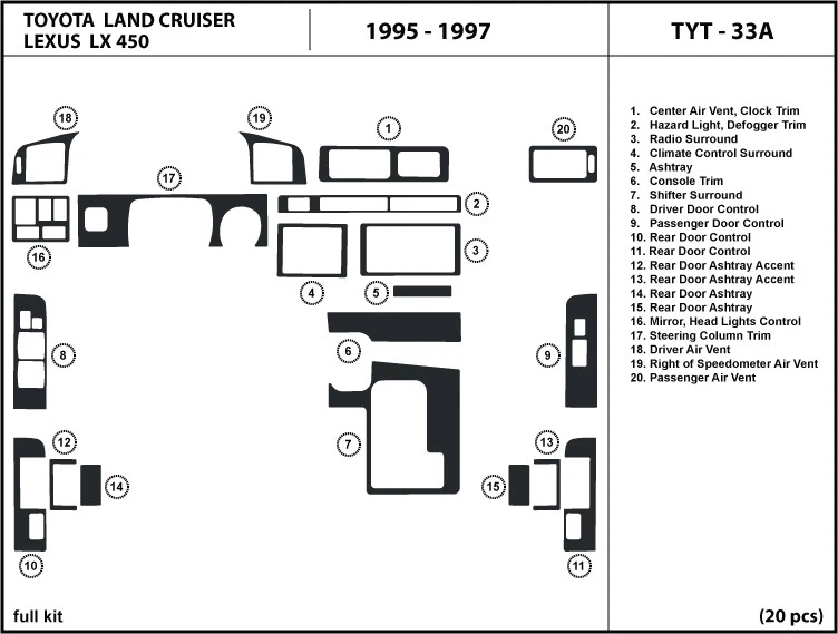 Interior Carbon Fiber Dash Trim Kit for Toyota Land Cruiser / LX450 1995 -1997 Foto 1 de 1