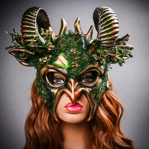 Feuerteufel Maskerade Kostüm magisch gehörnt Halloween Karneval Party Masken - Bild 1 von 21