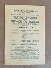 volantino 1899 TEATRO COMUNALE BOLOGNA CONCERTO ORCHESTRA GIUSEPPE MARTUCCI