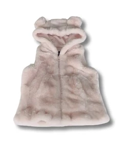 Me Jane - Kids Little Girls Pink Faux Fur Super soft Hooded Zip-up Vest - Size 6 - Picture 1 of 4
