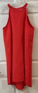 Sigrid Olsen Halter Midi Strapless Orange 100% Linen High Low A-line Wmns Sz LG - Picture 1 of 15