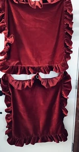 Ralph Lauren Pair of Guinevere Ruffled Red Velvet Euro Pillow Shams 25x25 In - Picture 1 of 13