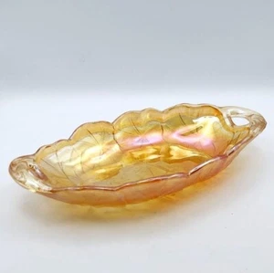 Vintage Indiana Carnival Glass Marigold Amber Sunflower Oval Serving Relish Dish - Picture 1 of 6