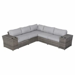 Living Source International 8-Piece Sectional Seating Group w/ Cushions in Gray - Picture 1 of 2