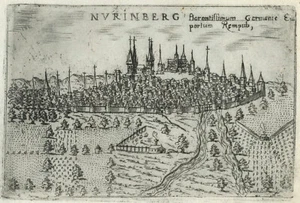 Landkarte "Nurinberg" (Nürnberg-Deutschland) Francesco Valegio-D. Rascicotti, um 1598 - Bild 1 von 2