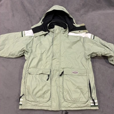 Chaqueta con capucha Billabong verde claro con cordón bolsillos con solapa cremallera completa para hombre talla M Foto 1 de 4