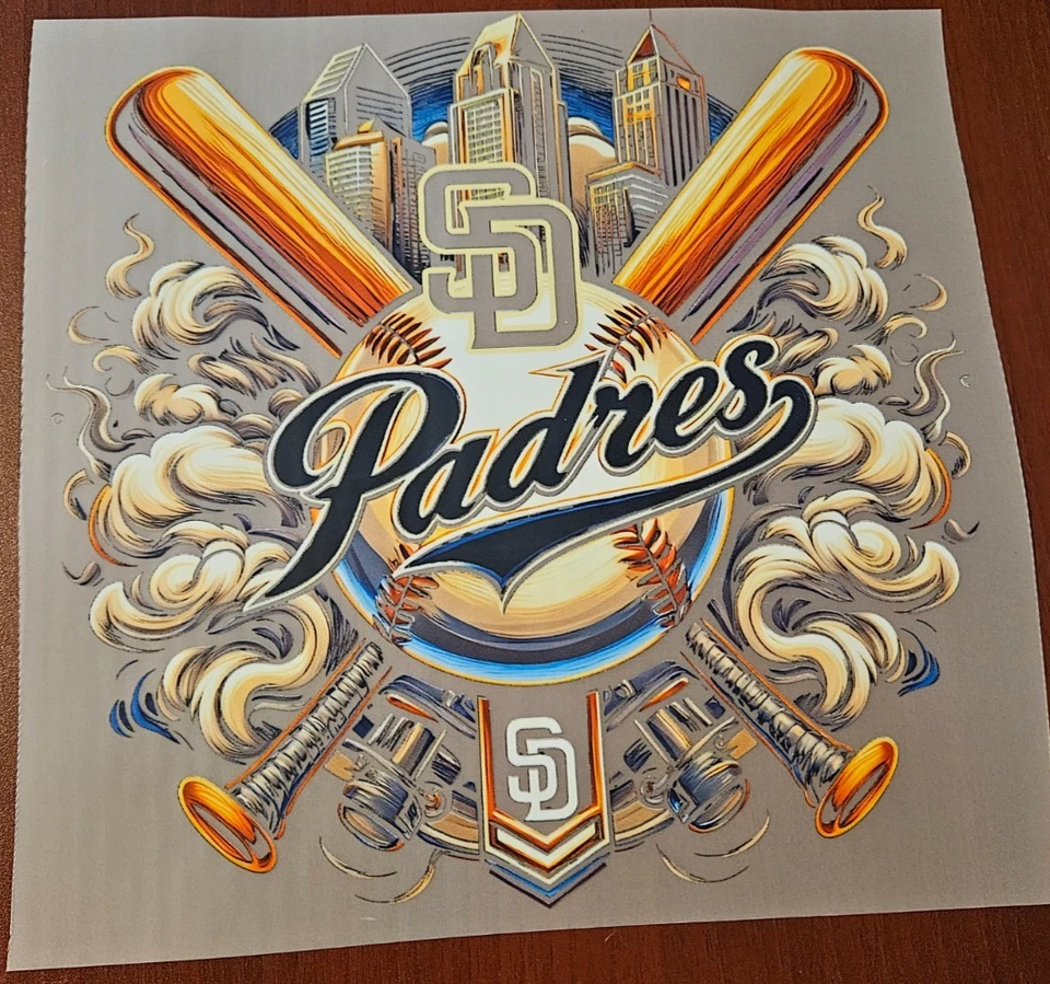San Diego Padres Colorful 8" DTF Heat Transfer Iron On FREE Shipping (C1/6) - Image 1 of 1