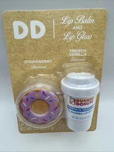 Dunkin Donuts balsamo labbra e gloss francese sapore vaniglia e fragola 2017 NUOVO - Foto 1 di 3