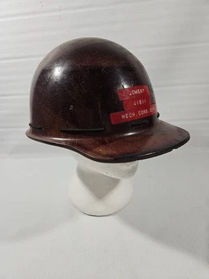 Винтажная каска MSA Skullgard коричневая из стекловолокна для горнодобывающей промышленности строительства - Изображение 1 из 4