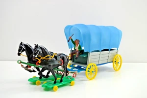 DDR Spielzeugland Planwagen mit Pferden in OVP Plastik Indianer Cowboy  9225 - Bild 1 von 19
