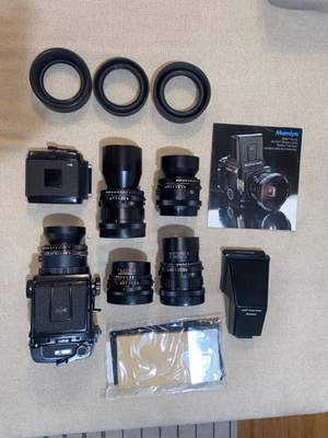 Mamiya RB67 Pro-S, 65 мм 127 мм 180 мм 250 мм 360 мм, 2 задней панели пленки 2 искателя обслужены - Изображение 1 из 4