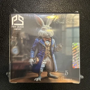 PAN Silver 5 Gram .999 Alice In Wonderland Limited 938/3000 White Rabbit J17524 - Picture 1 of 2
