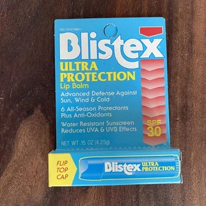 New Blistex Ultra Protection Lip Balm SPF 30 Flip Top Cap .15 oz 1996 Vintage - Picture 1 of 2