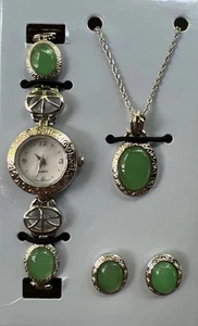 Vintage Avon Genuino Jade Pulsera Reloj Colgante Collar Pendientes Conjunto 2003 Y2K - Imagen 1 de 6