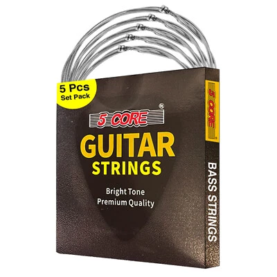 5 Core Bass Guitar Strings Extra Light Gauge Bright & Powerful Tone 5 String Set - Image 1 of 4