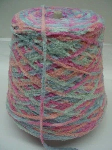 Astro Pink Turquois Rose Blue Cotton Bulky 750 ypp Chenille Cone Yarn~1.5 lbs - Picture 1 of 2