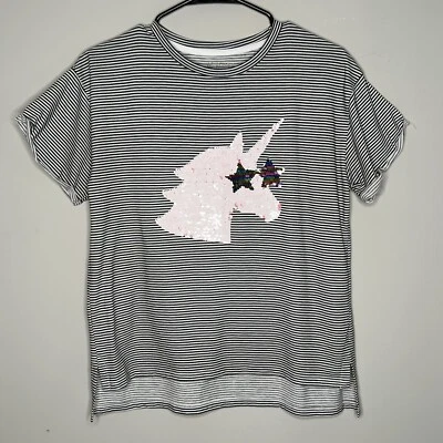 Arizona Top Niñas 14 Blanco Rayas Lentejuelas Unicornio Manga Corta Foto 1 de 4