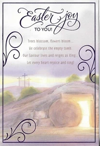 NEW HAPPY EASTER CARD 5.5X8 EASTER JOY TO YOU! TREES BLOSSOM FLOWERS BLOOM - Picture 1 of 3
