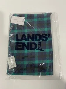 Lands End Herren Kaschmir Touch Schal Print Smaragd Golf Gingham - Bild 1 von 2