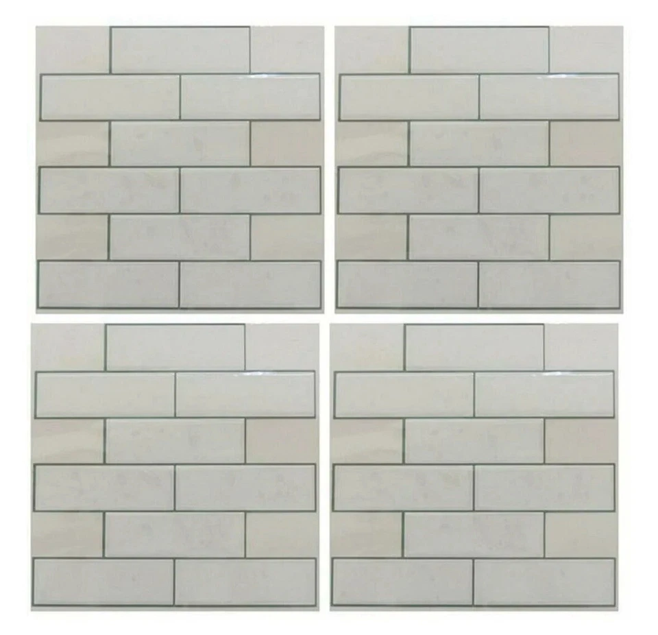 RoomMates StickTILES™ 白色地铁去皮棒瓷砖背溅防水 — 第 1/4 张图片