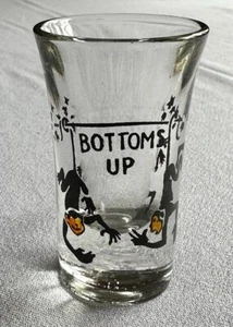 "Bottoms Up" Shot Glass with two Monkeys theme - Vintage - Picture 1 of 6