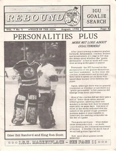 IGU International Goaltender's Union Aug 1990 Rebound mag Bill Ranford/Ron Scott - Picture 1 of 1
