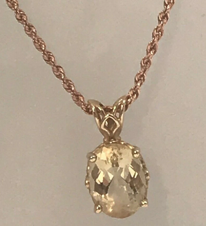  CITRINO CHAMPÁN TALLA PIÑA OVALADO EN FILIGRANA COLGANTE ORO AMARILLO 14K Foto 1 de 4