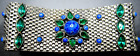 Amazing Lapis Blue Cabochon Green Rhinestone Deco Bracelet