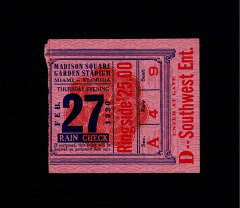 RARE 1930 boxing ticket JACK SHARKEY vs PHIL SCOTT TOMMY LOUGHRAN CAMPOLO RISKO Cover